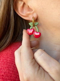Pampilles cerise rouge SERENA - boucles d’oreilles interchangeables