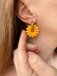 Pampilles APPOLINE rose doux ou jaune soleil - boucles d’oreilles interchangeables
