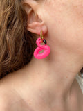Pampilles MAËLLE bouée flamant rose - boucles d’oreilles interchangeables