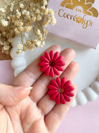 Pampilles APPOLINE rouge cerise ou vanille éclats rouge rose - boucles d’oreilles interchangeables