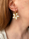 Pampilles TIARÉ rose tropical doré ou blanche dorée - boucles d’oreilles interchangeables