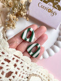 Pampilles AMBRE à rayures rouge cerise beige ou vert feuille beige - boucles d’oreilles interchangeables
