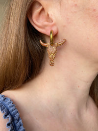 Pampilles TEXAS le taureau marron doré - boucles d’oreilles interchangeables