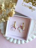 Pampilles LAURETTE framboise intense ou beige éclats framboise bleu lavande - boucles d’oreilles interchangeables
