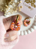 Pampilles AMBRE réversibles fruits rouges motifs spirales - boucles d’oreilles interchangeables