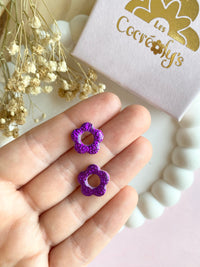 Pampilles FLORETTE métallisées, réversibles - boucles d’oreilles interchangeables
