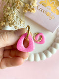 Pampilles AMBRE rose ou bleu PAILLETÉES - boucles d’oreilles interchangeables