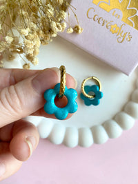 Pampilles MARIETTE blanc nacré ou bleu lagon nacré ou bleu roi - boucles d’oreilles interchangeables