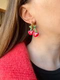 Pampilles cerise rouge SERENA - boucles d’oreilles interchangeables