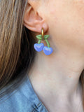 Pampilles cerise bleu lavande SERENA - boucles d’oreilles interchangeables
