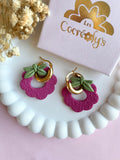 Pampilles SERENA framboise réversibles - boucles d’oreilles interchangeables