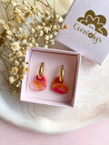 Pampilles LOUISE marbré mandarine framboise nacré - boucles d’oreilles interchangeables