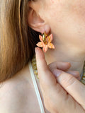 Pampilles DAPHNÉ étoile de mer réversibles couleur pêche et pointe de corail et terracotta nacré - boucles d’oreilles interchangeables