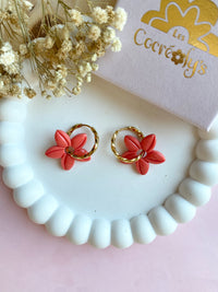 Pampilles TIARÉ beige doré ou corail - boucles d’oreilles interchangeables