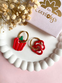 Pampilles SERENA poivron couleur corail, jaune ou rouge - boucles d’oreilles interchangeables