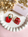 Pampilles SERENA poivron couleur corail, jaune ou rouge - boucles d’oreilles interchangeables