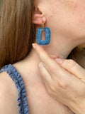 Pampilles ÉZIA effet Denim bleu foncé - boucles d’oreilles interchangeables