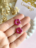 Pampilles FLORETTE métallisées, réversibles - boucles d’oreilles interchangeables