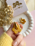 Pampilles FLORALIE abricot , doré ou blanche éclats doré - boucles d’oreilles interchangeables
