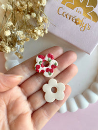 Pampilles FLORALIE réversibles écru cerises - boucles d’oreilles interchangeables