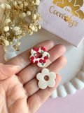 Pampilles FLORALIE réversibles écru cerises - boucles d’oreilles interchangeables