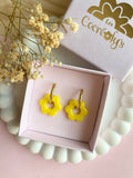 Pampilles MARIETTE jaune ou abricot PAILLETÉES - boucles d’oreilles interchangeables