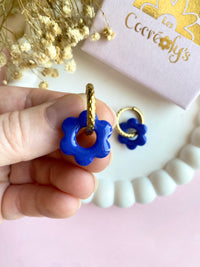 Pampilles MARIETTE blanc nacré ou bleu lagon nacré ou bleu roi - boucles d’oreilles interchangeables