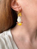 Pampilles LÉON perroquets blanc jaune ou perroquets bleu orange jaune - boucles d’oreilles interchangeables