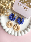 Pampilles APPOLINE bleu roi ou lin - boucles d’oreilles interchangeables