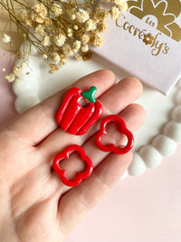 Pampilles SERENA poivron couleur corail, jaune ou rouge - boucles d’oreilles interchangeables
