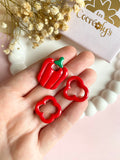 Pampilles SERENA poivron couleur corail, jaune ou rouge - boucles d’oreilles interchangeables