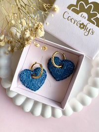 Pampilles INAYA effet Denim bleu foncé - boucles d’oreilles interchangeables