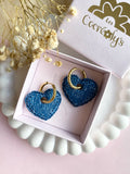 Pampilles INAYA effet Denim bleu foncé - boucles d’oreilles interchangeables