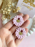 Pampilles LÉONIE rose et son coeur pailleté doré - boucles d’oreilles interchangeables