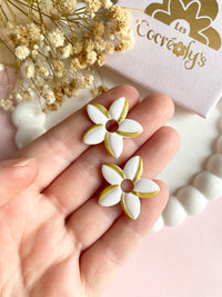 Pampilles TIARÉ rose tropical doré ou blanche dorée - boucles d’oreilles interchangeables