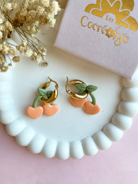 Pampilles cerise couleur abricot SERENA - boucles d’oreilles interchangeables