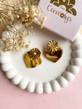 Puces d’oreilles pendantes JADE marbré marron jaune