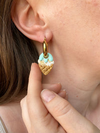 Pampilles SÉLIA petite glace citron givré menthe - boucles d’oreilles interchangeables