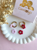 Pampilles FLORETTE rouge cerise ou rose doux - boucles d’oreilles interchangeables