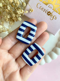 Pampilles ÉZIA marinière bleu marine blanc - boucles d’oreilles interchangeables