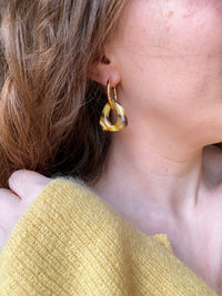 Pampilles AMBRE marbré marron, jaune - boucles d’oreilles interchangeables