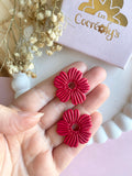 Pampilles ODINA rouge cerise ou vanille éclats rouge rose - boucles d’oreilles interchangeables