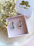 Pampilles FLORETTE blanche éclats argentés - boucles d’oreilles interchangeables