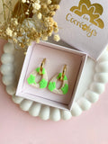 Pampilles AMBRE beige effet sable chaud motifs tortues de mer - boucles d’oreilles interchangeables