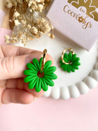 Pampilles BAHLIA jaune mangue ou vert tropical - boucles d’oreilles interchangeables