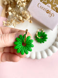 Pampilles BAHLIA jaune mangue ou vert tropical - boucles d’oreilles interchangeables