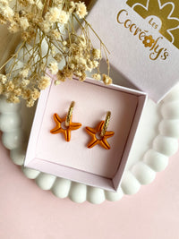 Pampilles MONA petite étoile de mer terracotta nacré - boucles d’oreilles interchangeables