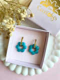 Pampilles MARIETTE blanc nacré ou bleu lagon nacré ou bleu roi - boucles d’oreilles interchangeables