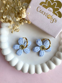 Pampilles NAÏA effet Denim bleu clair, coeur pailleté - boucles d’oreilles interchangeables