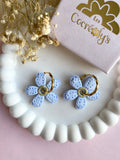 Pampilles NAÏA effet Denim bleu clair, coeur pailleté - boucles d’oreilles interchangeables